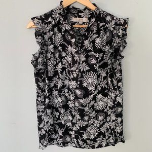 Loft Blouse Sleeveless with ruffle trim